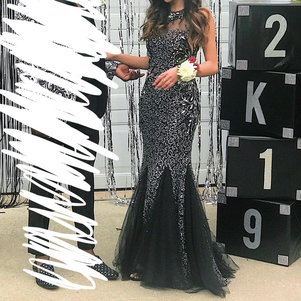 Black/silver prom dress